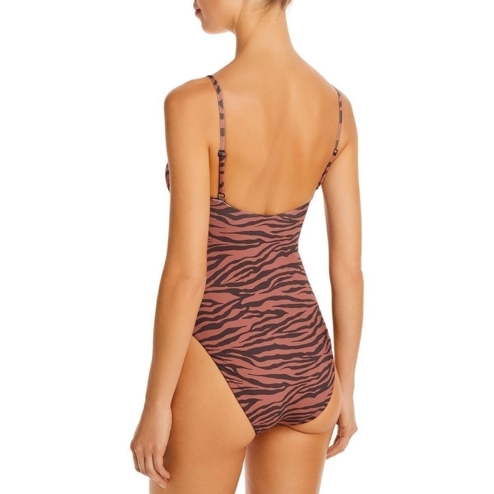 Aqua Swim Bathing Suit Women Large One Piece Square Neck Zebra Animal Pink Tiger